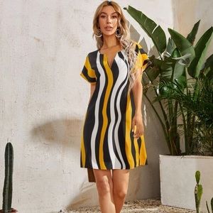 🍓 3/$10 SHEIN Notched Neck Colorblock Dress NWOT